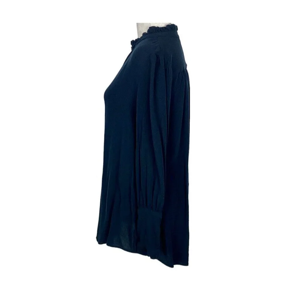 FREE PEOPLE‎ Women Blouse Size S Blue Long Sleeve Button Down Casual 76-2